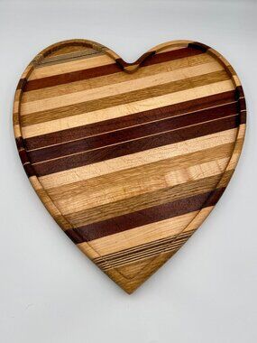 David Levy Heart Shaped Wood Cutting / Charcuterie Board, Serving Tray